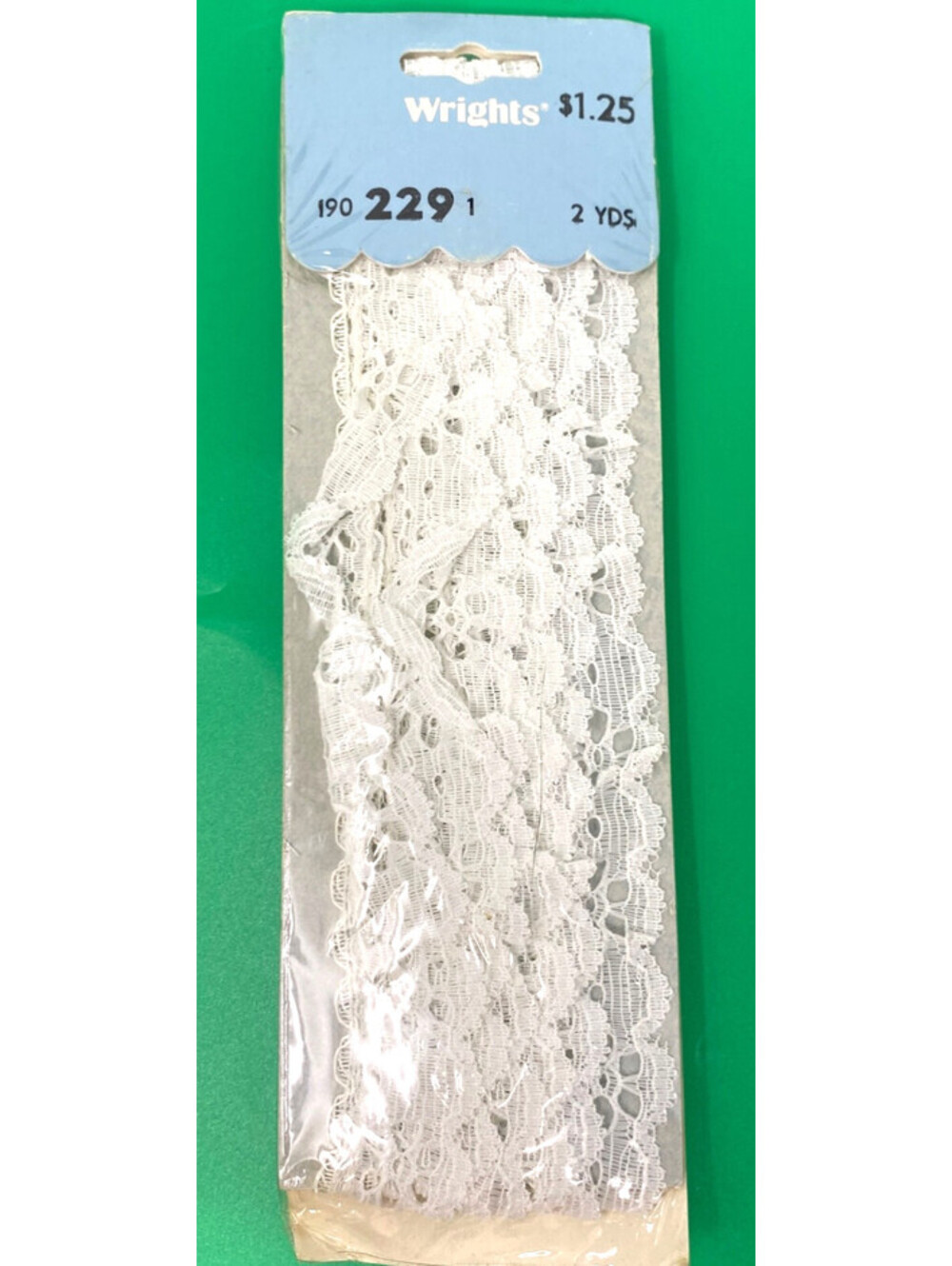 Vintage NOS Wrights White Lace 229  2 yards 7/8” Wide